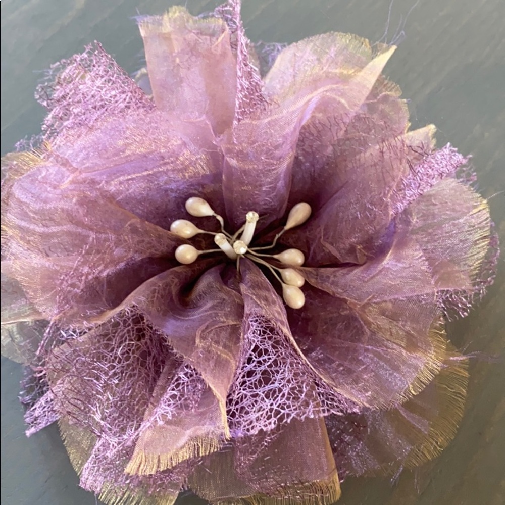 Lavender tulle and pearl hair clip/pin brand new.